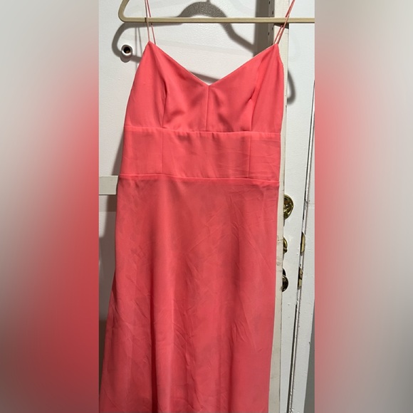 100 % Silk Dress- Floral Orange, Pink ...Spaghetti Straps, Pleated waistband - Picture 6 of 6